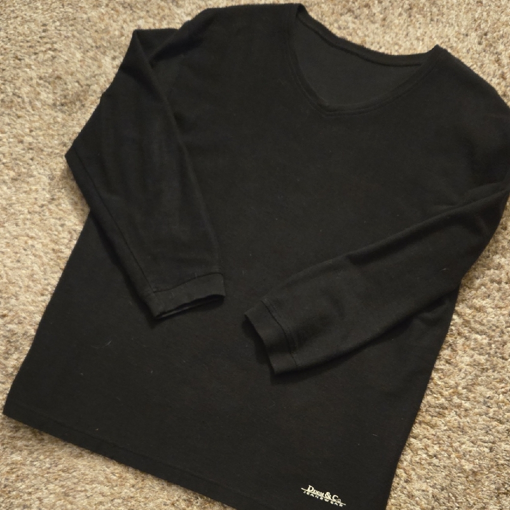 Denim&Co Black Tunic Style Top